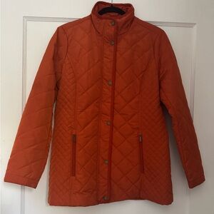 Lands' End Women's Quilted Puffer Jacket in Orange